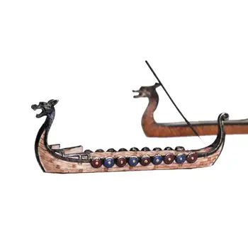Resin Dragon On Viking Boat Ornament For Festival Aquarium Ornament
