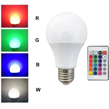 RGB LED Lemputė E27 Protingas Kontrolės Lemputė 5W/10W/15W Spalvinga Keičiasi Lempos Lemputė su IR Nuotolinio valdymo Pritemdomi Šviesos Smart Namų Dekoro Šviesos