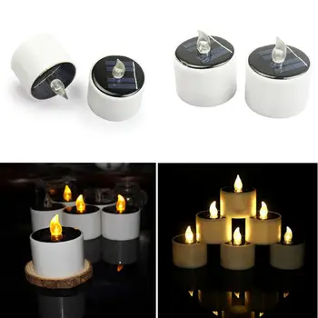 Saulės Žvakių Šviesos Flameless Įkraunamas LED Žvakės Šviesos Arbatos Žibintus, Namų Sodas, Baras, Miegamojo Kambarį Bažnyčia