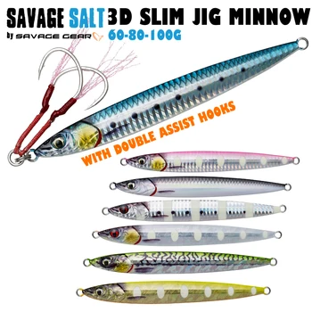 Savage Gear 3D Slim Jig Minnow 60-80-100G 7 Spalvų Aukštos Kokybės Metalo Žvejybos Masalas