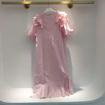 SHENGPALAE spliced raukiniai suknelė moterų vasaros 2021 naujas apvalios kaklo prarasti trumpas sluoksniuotos rankovėmis vidurio blauzdos suknelės moteris banga 16W666