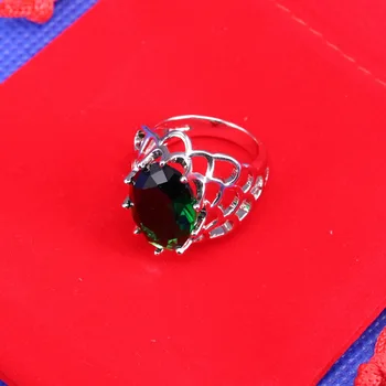 Sidabras 925 Žalias Smaragdas Vestuvių Papuošalų Rinkinys Moterims Žiedą, Karoliai Pakabukas Vestuviniai Moteriški Papuošalai