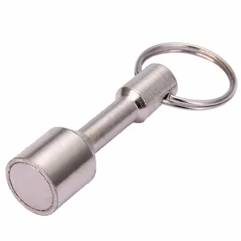 Sidabro Spalvos Bandymo Super Stiprus Metalo Magnetas Patikrinti Keychain Split Ring Kišenėje Paketų Prižiūrėtojų Raktinę Kabinti Turėtojas Nešiojamų Lauko Priemonė