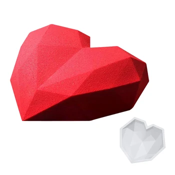 SILIKOLOVE 3D Geometrinis Širdies Formos Silikoninės Formos Kepimui Sponge Šifono Mousse Cake Pelėsių Lūžus Šokolado liejimo Formos