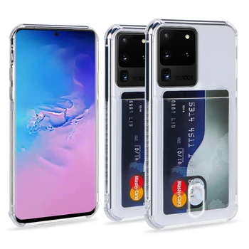 Skaidrus kortelės case For Samsung Galaxy S20 S20 ultra A51 A71 S9 S10 Note10 S10E A30 A50 A70 atsparus smūgiams Minkšto Silikono Atveju