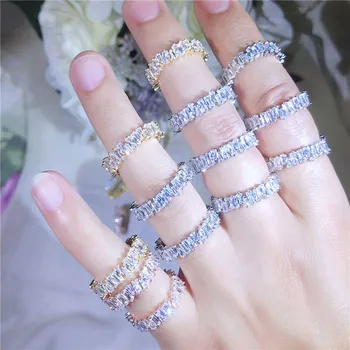 Spalvotų Kubinių zirconite amžinybės žiedas moterų, mergaičių, spalvinga kristalų didina shinne prabangių mados žiedas