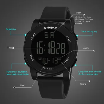 Synoke Vyrai Laikrodžiai Daugiafunkcinis Karinės Sporto Laikrodis Led Digital Dual Judėjimo Žiūrėti Sporto Laikrodis Vyrų Relogio Masculino
