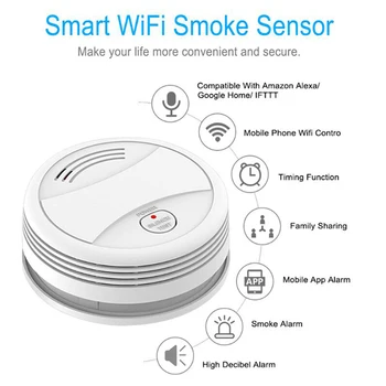 Tuya Smart WiFi Dūmų Detektorius Smart Priešgaisrinės Signalizacijos Progressive Garso Linijiniai Dūmų Jutiklis, Dūmų Signalizacijos Dirbti Su Alexa, Google
