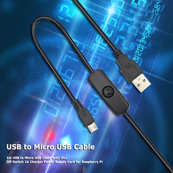 USB, Micro USB, Įkroviklio Maitinimo Laidas Laidas su įjungimo/Išjungimo Jungiklis Aviečių Pi Rekomenduojamas Maitinimo Bent 700mA