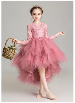 Vaikai Inscenizacija Vakare Chalatai China Ilgai Nėrinių Kamuolys Suknelė Gėlių Mergaičių Suknelės Vestuvėms Šalis, Pirmosios Komunijos Suknelės Mergaitėms