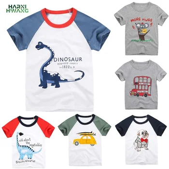Vaikų marškinėliai Kūdikių Berniukų, Mergaičių Gyvūnų Spausdinti Dinozaurų Marškinėliai vaikams Viršūnes Tees Animacinių filmų Vaikams, Geltona t-marškinėliai, Drabužiai, 2-8 Metų