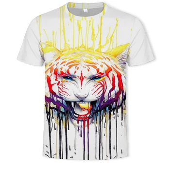 Vasarą, 2021, vyrai ir moterys, 3D atspausdintas kietas tigras, liūtas T-shirt O apykaklė patogi laukinių trumpomis rankovėmis T-shirt