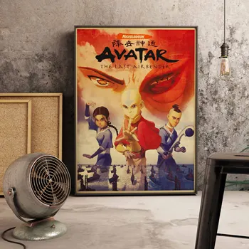 Veiksmo Anime TV ir Avatar The Last Airbender Kokybės Drobė Plakatas Retro Dažymo Baras, Vaikų Kambarys Gyvenimo Sienos Menas Namų Dekoro Nuotrauką