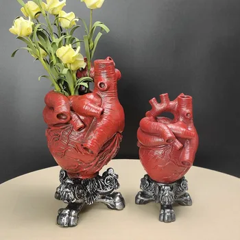 VILEAD Širdies Formos Vaza Dervos Vazonas Namų Dekoro Priedai Realus Širdies Statula Vaza Biuro Kambarį Stalo Dekoras