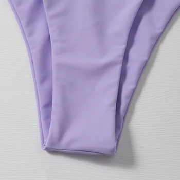 Violetinė Vieną Petį Nėrinių Bikini Rinkiniai Moterims Maudymosi Kietas Bikini 2021 Mujer Push Up Raišteliu Maudymosi Kostiumas, Kaklaraištis, Maudymosi Kostiumėliai 05