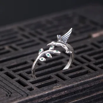 Volta Van Moterų Žiedai 925 Sterlingas Sidabro Cirkonis Fine Jewelry 2021 Naujas Hummingbird Madinga, Elegantiška Trumpa Atidarymo Dizaino Žiedai