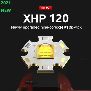 XHP120 Labiausiai Galingas Led Žibintuvėlis 18650 XHP90 Didelės Galios Taktinis flash šviesos USB Įkrovimo Priartinimas Led Žibintuvėlis Kempingas Žibintų