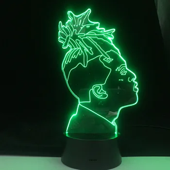 XXXTentacion Garsus Reperis 3D LED Lempos Iliuzija 16 Spalvų Keičiasi Stalo Naktį Šviesa, Kūdikis Naktiniai Apdailos Lempos DropShipping