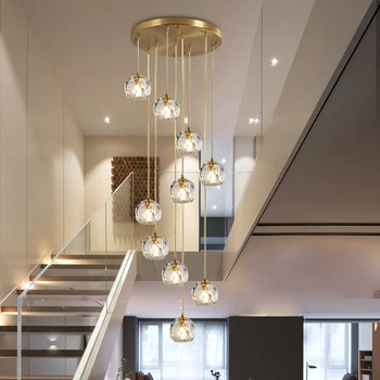 Šiaurės kristalų sieniniai šviestuvai laiptų loft stilingas apšvietimas šviestuvai, namų virtuvė, gyvenamasis kambarys apvalus valgomojo kabo lempa