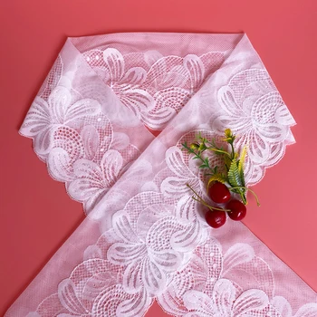 1 kiemuose nėrinių rankdarbiams siuvimo audiniai reikmenys audinio tissu tissus costura už suknelę, baltos spalvos 24cm pločio 