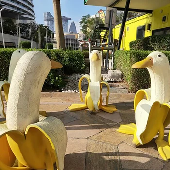 1 VNT Mielas Nulupti Bananus Ir Antis Papuošalai Bananų Ir Antis Sodo Statula, Namo Lauko Apdaila Sodo Meno Kiemas