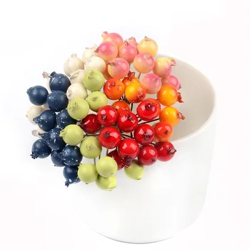 100vnt Mini Plastiko Granatų Uogų Netikras Vaisius Mažųjų Dirbtinių Perlų Gėlių Stamens Vyšnių Vestuvės, Kalėdos, Dekoruoti