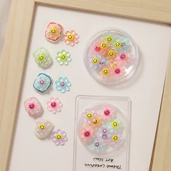10vnt Aišku, Sun Flower 3D Saldainiai Saulėgrąžų Nagų Japonijos Manikiūro Nagų Dekoravimo Macaron Dviejų Spalvų Chian Nagų Dailės Salonas 