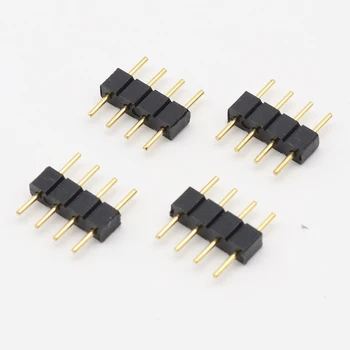 10vnt/lot 4 Pin RGB Jungties Adapteris pin adata vyriško tipo dvigubo 4pin,Skirtas RGB 5050 3528 LED Juosta 