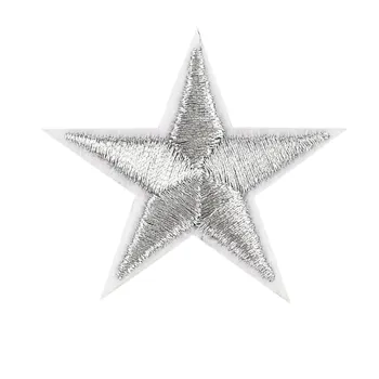 10VNT Sidabro Žvaigždės, Siuvinėtos Emblemos, Geležies Pleistrai Motyvas Aplikacijos Lipdukai Appliques Drabužių 