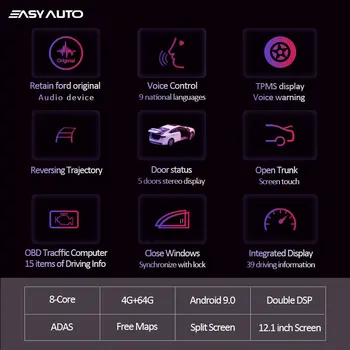 12.1 Colių Tesla Stiliaus Touchscreen, Android Automobilio Radijo Multimedia Vaizdo Grotuvas GPS Navigatorius, Ford Mondeo Sintezės MK5 4G+64G PSSS