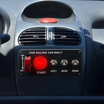 12V LED Uždegimo Jungiklio Skydelis LED Perjungti Jungiklį Anglies Pluošto Lenktynių Automobilių Variklio Užvedimo Mygtukas Automobilių reikmenys