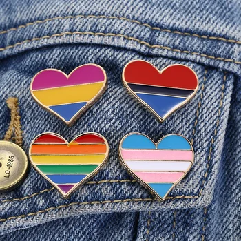 1PC Meilė Yra Meilė Vaivorykštė Širdies LGBT Pride Pinback Mygtuką Ženklelis, Gėjų, Lesbiečių Simbolis Pin Meilė Yra Lygi 