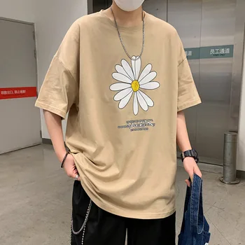 2020 metų Vyrų Vasaros Floower Harajuku T-shirts Vyras INS Atsitiktinis Japonijos Streetwear Tshirts Vyrų korėjos Medvilnės Drabužius 4XL