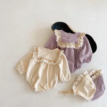 2021 m. pavasarį mergina kūdikių Siamo Romper nėrinių ilgomis rankovėmis trikampis laipiojimo drabužius siųsti bžūp kūdikių drabužiai mergaitėms