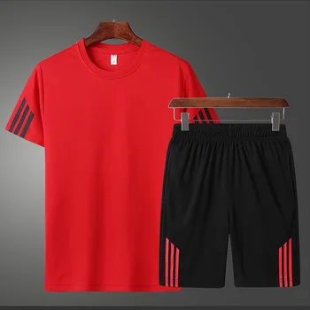2021 m. vasaros sporto naujas mados veikia fitneso greitai džiūsta trumpas rankovės marškinėliai šortai vyriški 2-piece set
