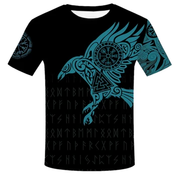 2021 nauja Viking simbolis 3D skaitmeninis spausdinimas T-shirt Harajuku stiliaus vyriški gatvės hip-hop ' vyrų ir moterų trumpomis rankovėmis