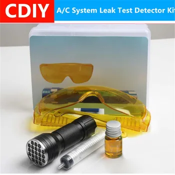 21 LED UV Žibintuvėlis Automobilių Oro Kondicionavimo sistema A/C Sistemos Sandarumo Bandymo Detektorių Rinkinys Aliuminio Lydinio Apsauginiai Akiniai UV Dažų Taisymo Įrankis