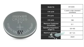 2vnt maxell Originalus cr2025 Mygtuką Cell Baterijos cr 2025 3V Ličio Monetos Baterija Žiūrėti Skaičiuoklė Svoris Masto