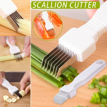 3-dalių smulkintuvas svogūnai slicer česnakai scallion cutter nerūdijančio plieno įrankiai, namų apyvokos nešiojamų lauko virtuvė pjovimo įrankis įtaisą