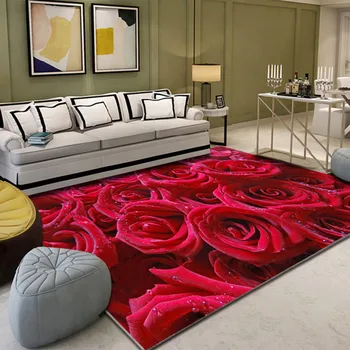 3D Romantiškų Raudonų Rožių Spausdinti Kilimų Namų Puošybai Kilimų Gyvenimo Kambario, Miegamasis Vandeniui Kilimų Apdailos Salonas Kilimas