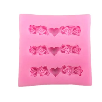 3D širdies formos saldus meilės rožių silikagelio pelėsių Pomadka Tortas Šokolado Pelėsių polimero molis pelėsių 
