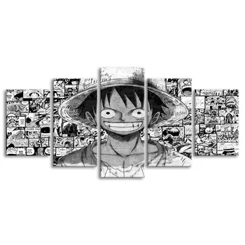 5P Anime, Manga Simbolių Luffy Nuotrauką Namų Dekoro Šiaurės Drobės Tapybos Sienos Meno ir spaudos Plakatai