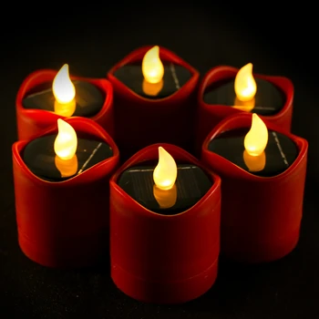 6/12Pcs Saulės LED Arbata Šviesos Vandeniui Flameless Romantiškos Aplinkos Modeliavimas Žvakės Lauko Vakarienė Žvakių šviesoje