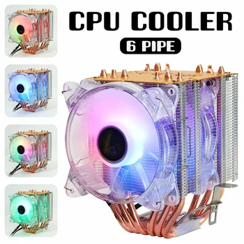 6 Heatpipes RGB Aušintuvo Ventiliatorius 3PIN CPU Aušintuvo Ventiliatorius PC Kompiuteris Tylus Aušinimo Ventiliatoriai Heatsink Radiatorius su Intel LGA775/115X 1366&AMD