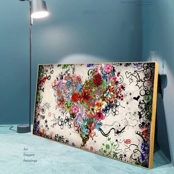 Abstrakti Naftos Tapyba ant Drobės Spalvinga Širdies Gėlės Plakatas ir Spausdinimo Sienos Meno Dekoratyvinis Nuotraukos Kambarį Namų Dekoro