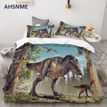 AHSNME 3D Dinozaurai Patalynės Komplektas Juros periodo Tyrannosaurus Rex Animacinį Vaikų Kambarys Antklodė Padengti Užvalkalas Nustatyti Pritaikoma dydis