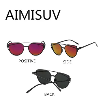 AIMISUV Cat Eye Akiniai nuo saulės Moterims, Prabangos Prekės ženklo Dizaino Veidrodis Butas Vintage Mados akiniai nuo saulės moterims Lydinio rėmas UV400