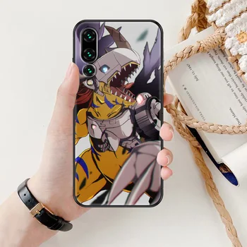 Anime Digimon Nuotykių Telefoną atveju Huawei P Mate P10 P20 30 P40 10 20 Smart Z Pro Lite 2019 juoda silikono funda tapyba