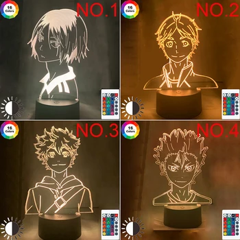 Anime Haikyuu Hinata Shoyo Sugawara Koushi Kageyama Tobio Pav 3D Naktį Šviesos Lempa su Judesio davikliu 3D Iliuzija Šviesos Dovana