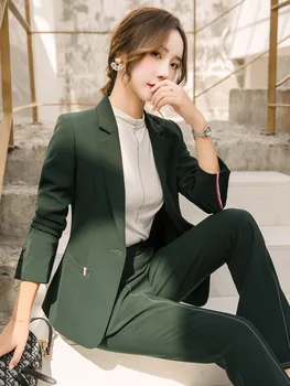 Aukštos klasės moterų rudenį naujų ilgomis rankovėmis Švarkas plataus kojų kelnės temperamentas slim lieknėjimo verslo profesinio kostiumas, dviejų dalių